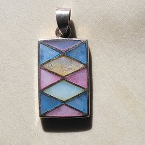 Vintage mother of pearl and sterling silver pendant
